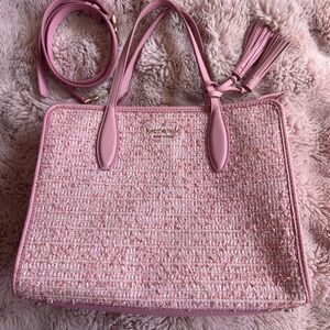 Kate Spade Pink Rowe Summer Tweed Top Zip Satchel